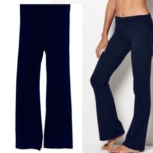 Victoria's Secret Flare Wide Leg Foldover Waist Yoga Pants Leggings Navy Blue